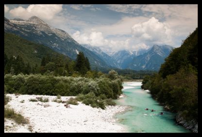 Řeka Soča v Julských Alpách. Prodej fotoobrazů Dlouhá Trať, Fotograf Lukáš Budínský, podpora Mamma HELP